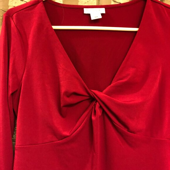 MOTHERHOOD Maternity Crimson Red top 3/4 LENGTH SLEEVE - MED - Picture 3 of 5